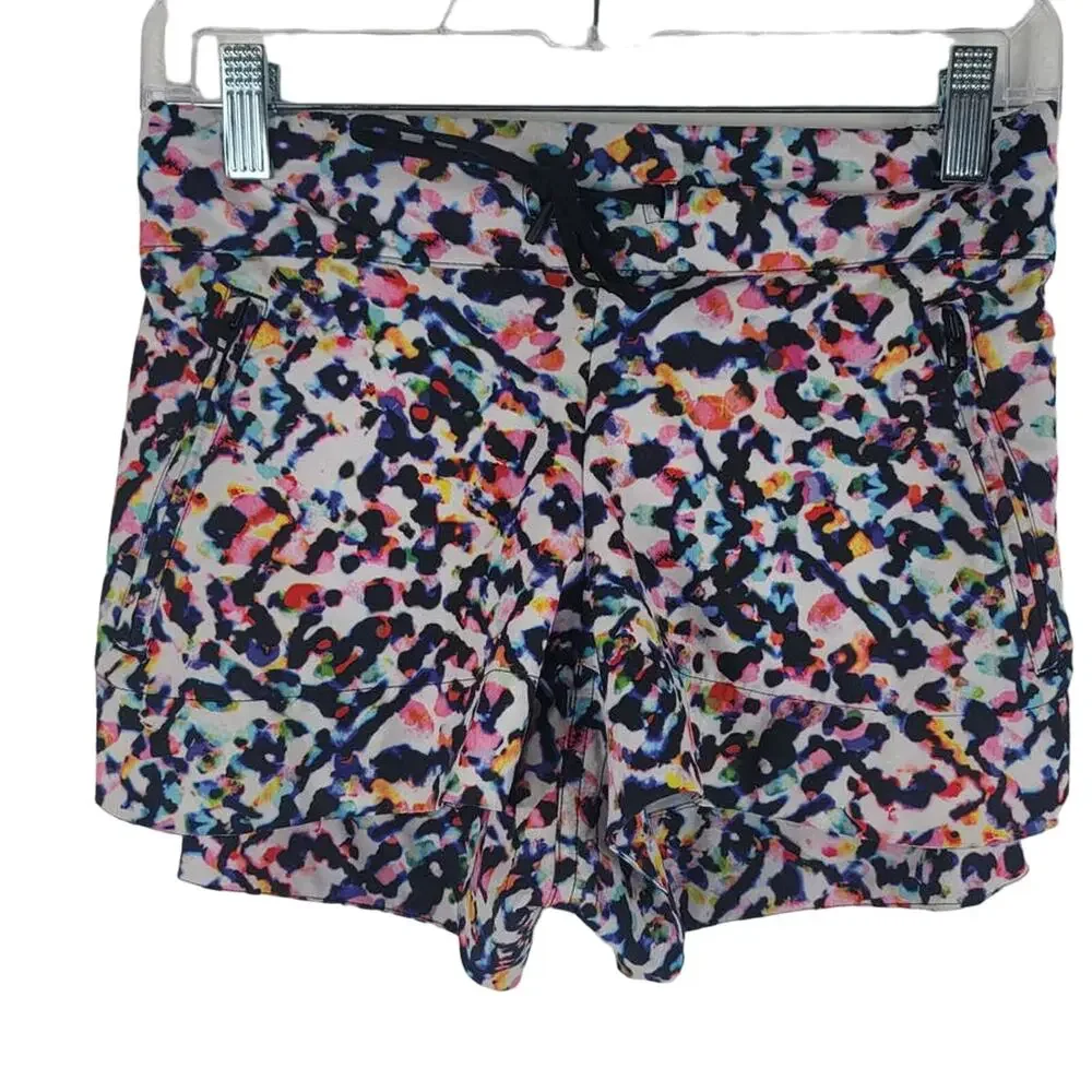 Athleta Water Color Splash Athletic Hiking Running Women's Shorts SZ 0